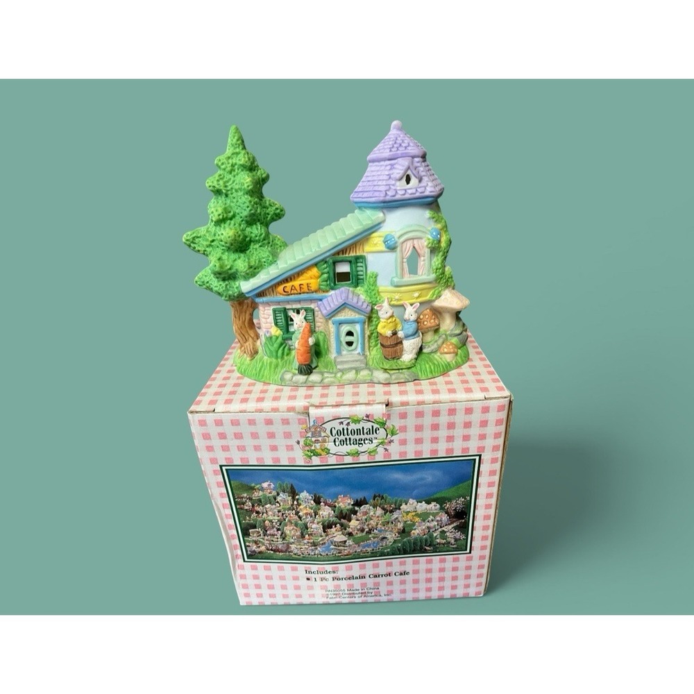 Cottontale Cottages Carrot Cafe Hand Painted Porcelain Multicolor Bunny Rabbit